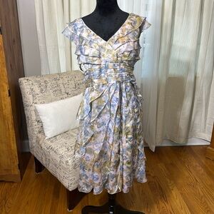Summer flower ruffle midi dress by Adrianna PAPELL occasion size 14